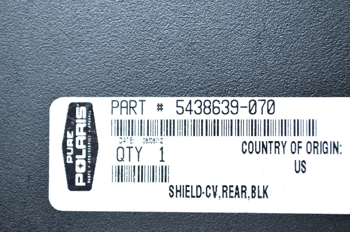 OEM Polaris 5438639-070 Black Rear CV Shield NOS