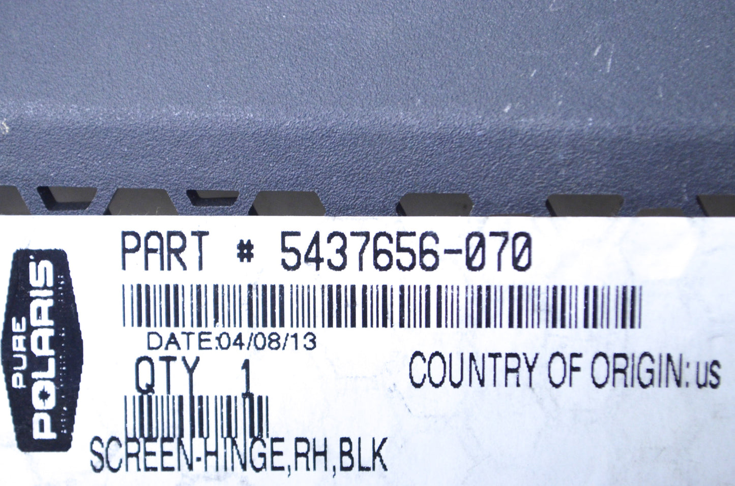 OEM Polaris 5437656-070 Black Right Hand Hinge Screen NOS