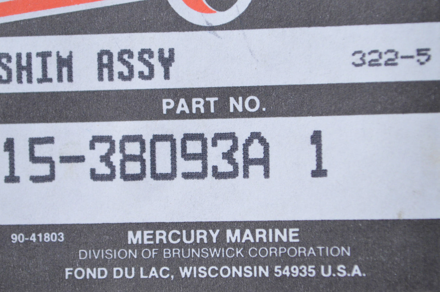 OEM Mercury 15-38093A 1 Shim NOS