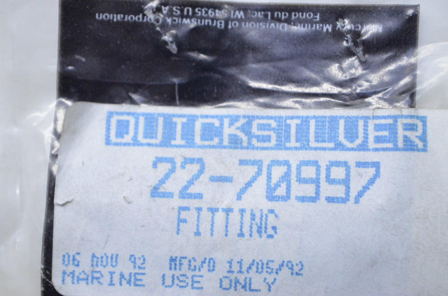 OEM Mercury 22-70997 Fuel Fitting NOS
