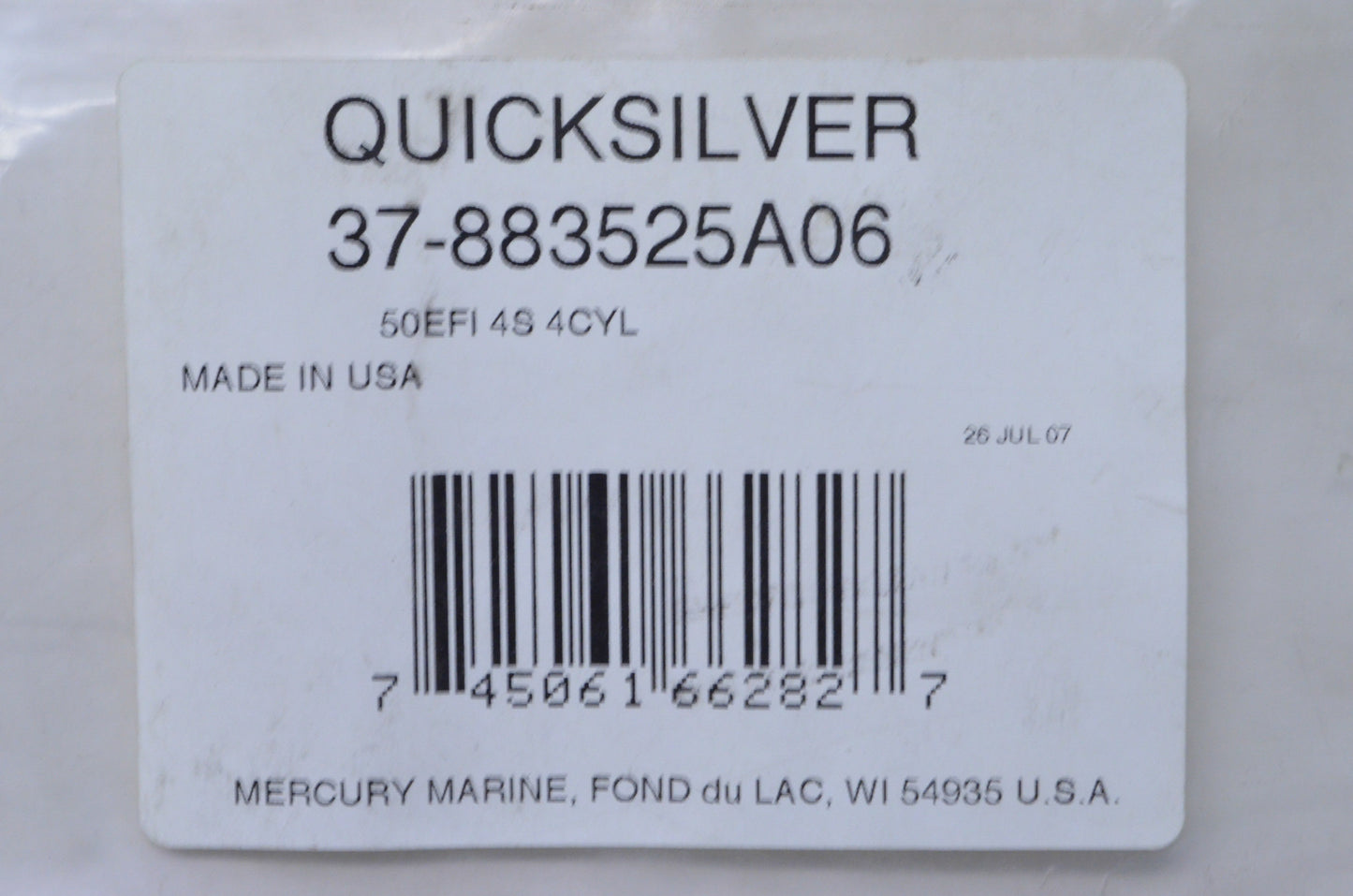 OEM Mercury 37-883525A06 50HP EFI Decal Kit NOS