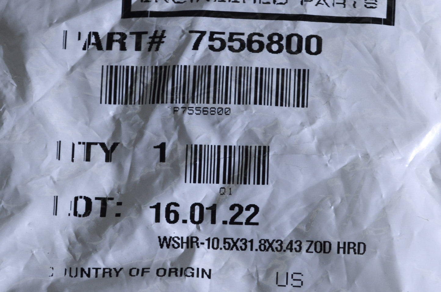 OEM Polaris 7556800 Washer NOS