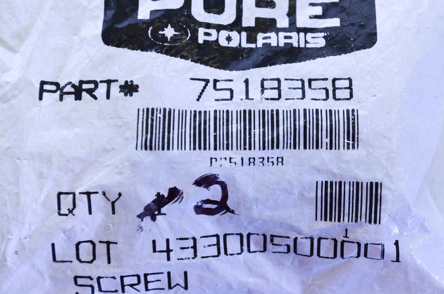 OEM Polaris 7518358 Hex Head Cap Screw 3/8-24X3/4 Qty 2 NOS