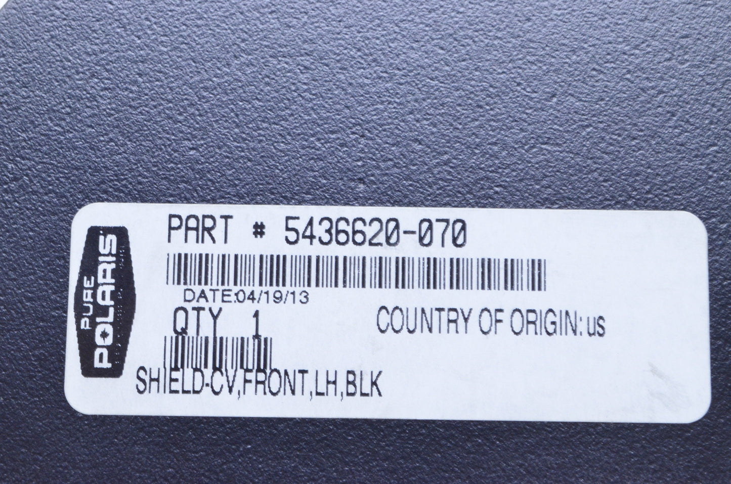 OEM Polaris 5436620-070 Black Left Front CV Shield NOS