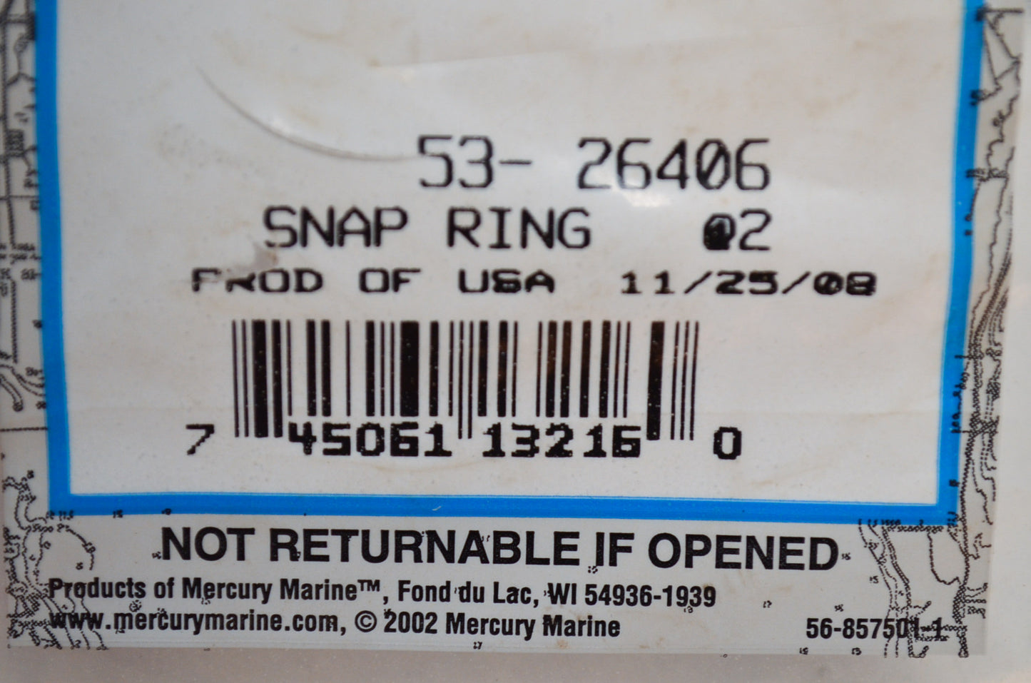 OEM Mercury 53-26406 Snap Ring NOS
