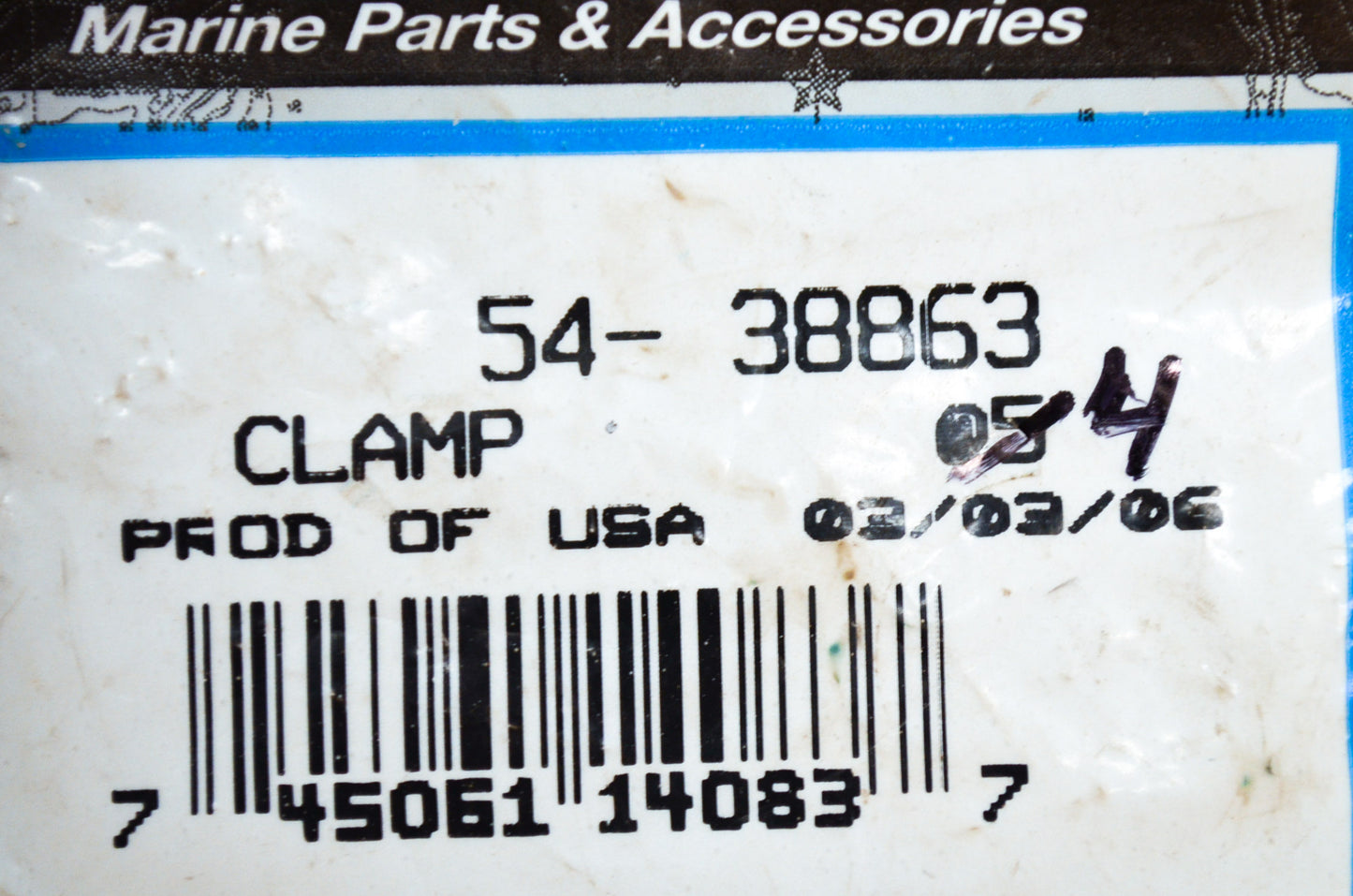 OEM Mercury 54-38863 Clamp Qty 4 NOS