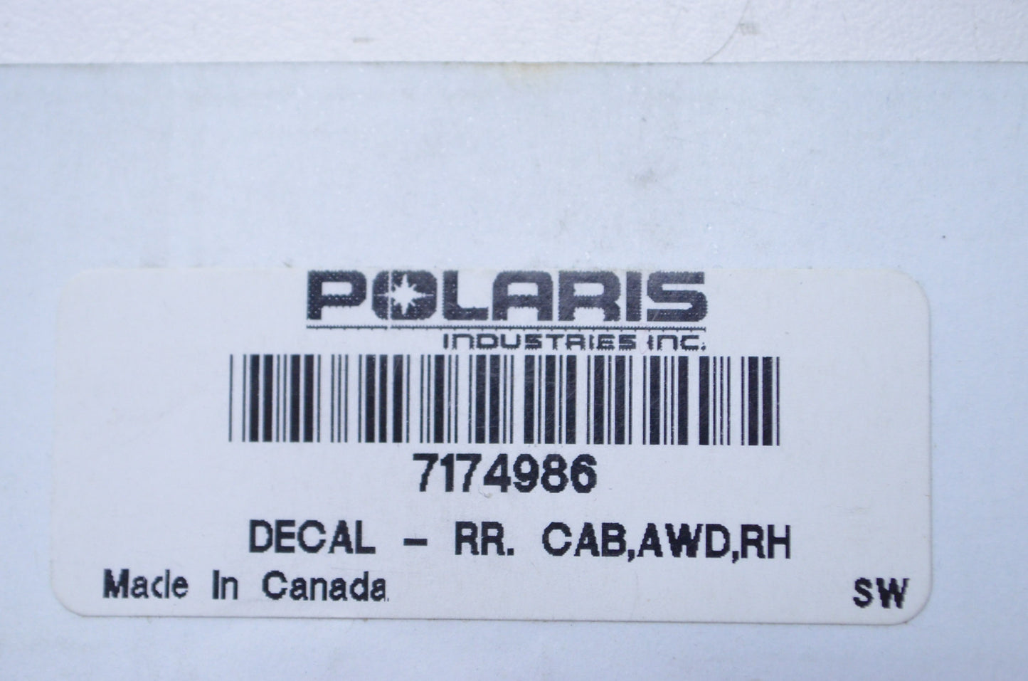 New OEM Polaris Right Rear Cab Decal NOS