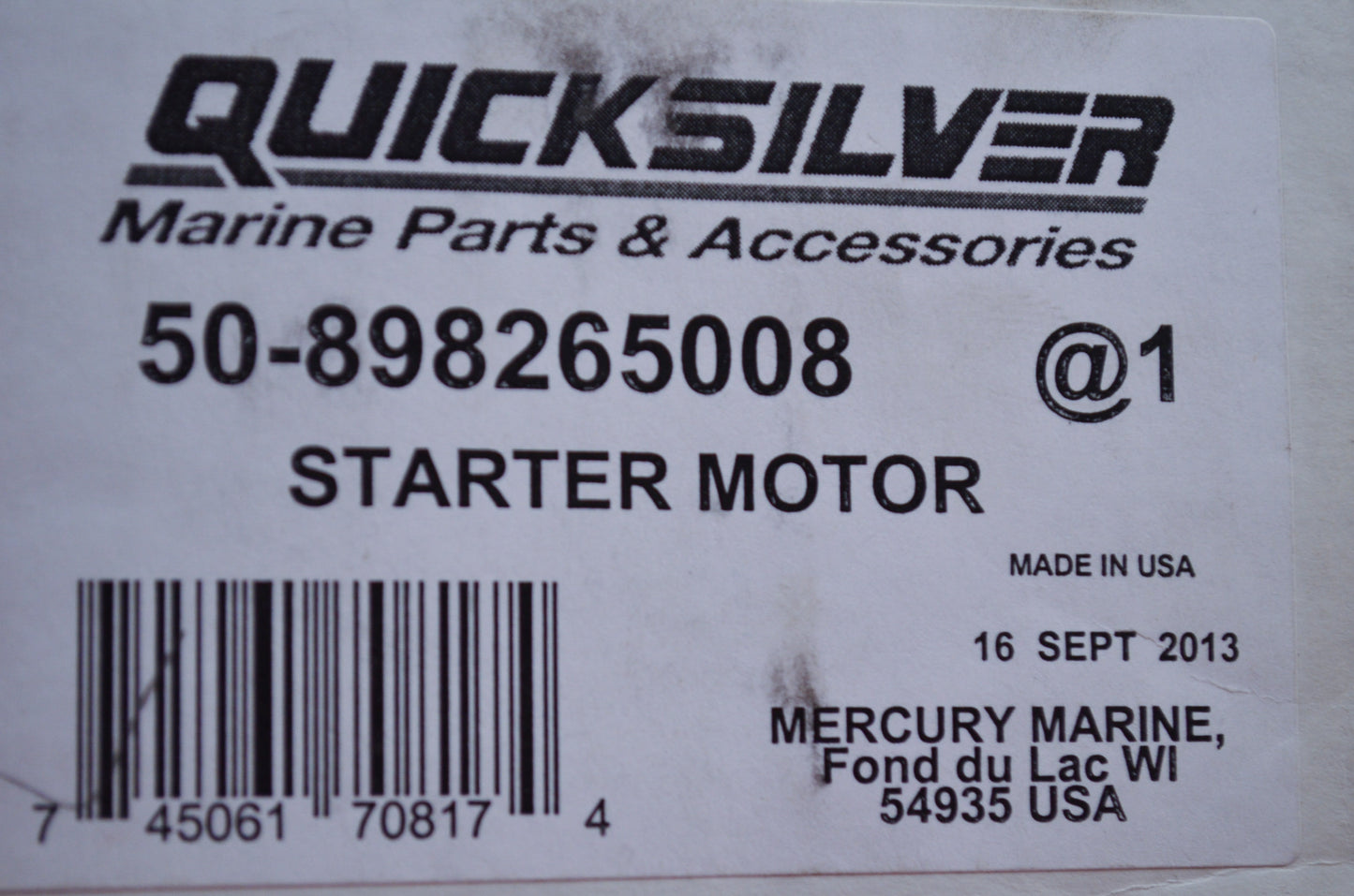 New OEM Mercury Starter Motor NOS