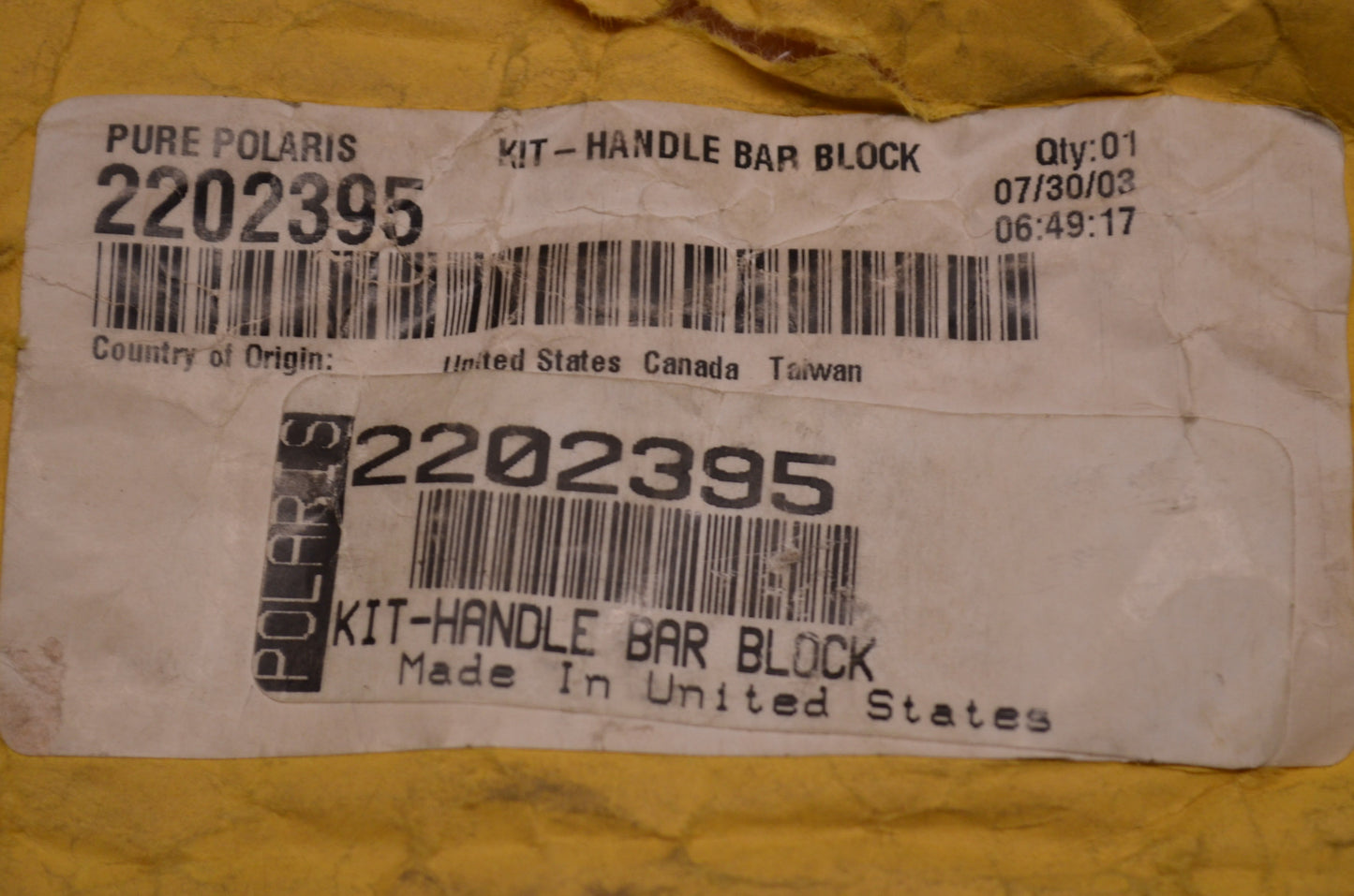 OEM Polaris 2202395 Handlebar Block Kit NOS