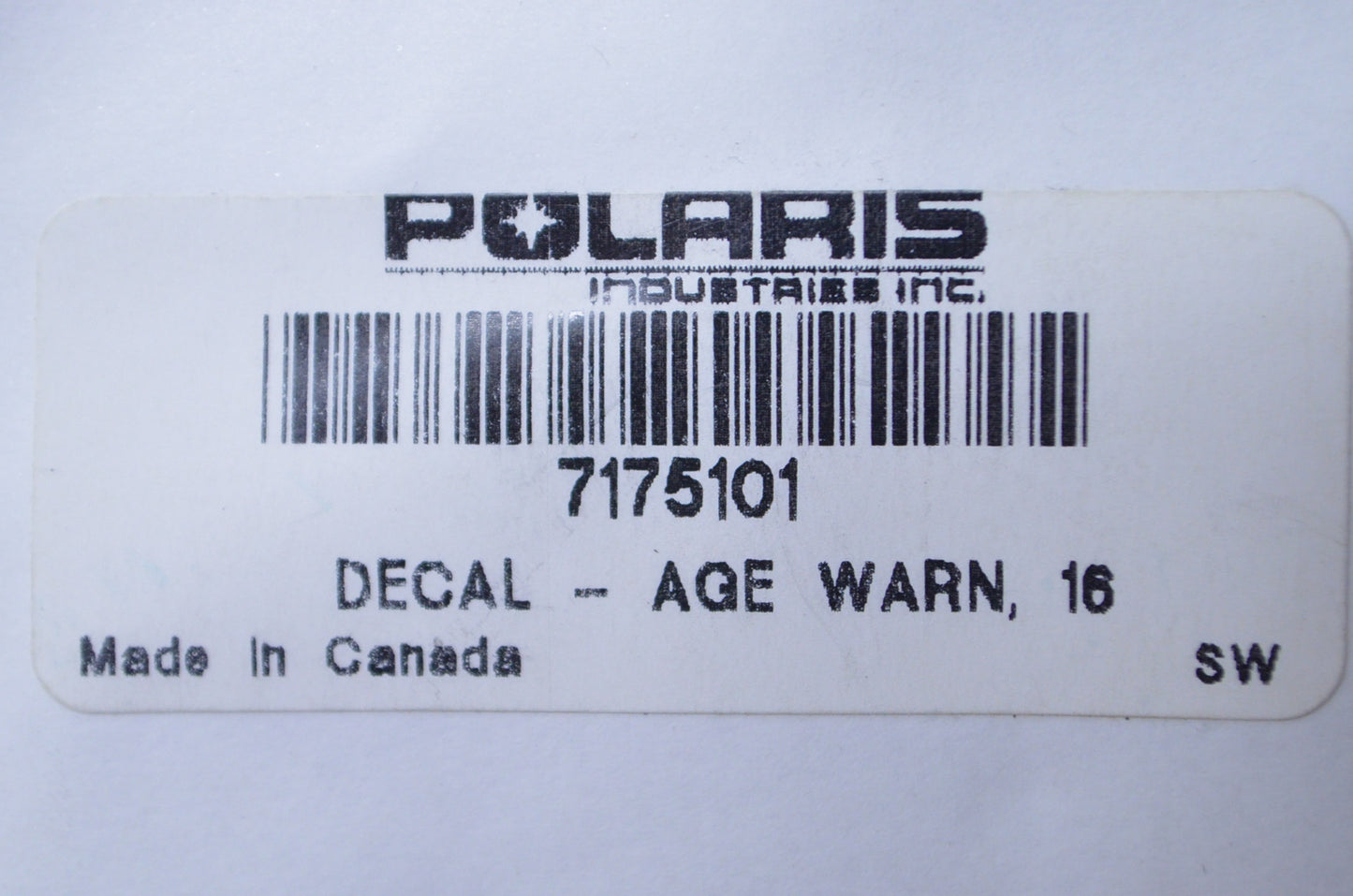 New OEM Polaris Age Warning Decal NOS