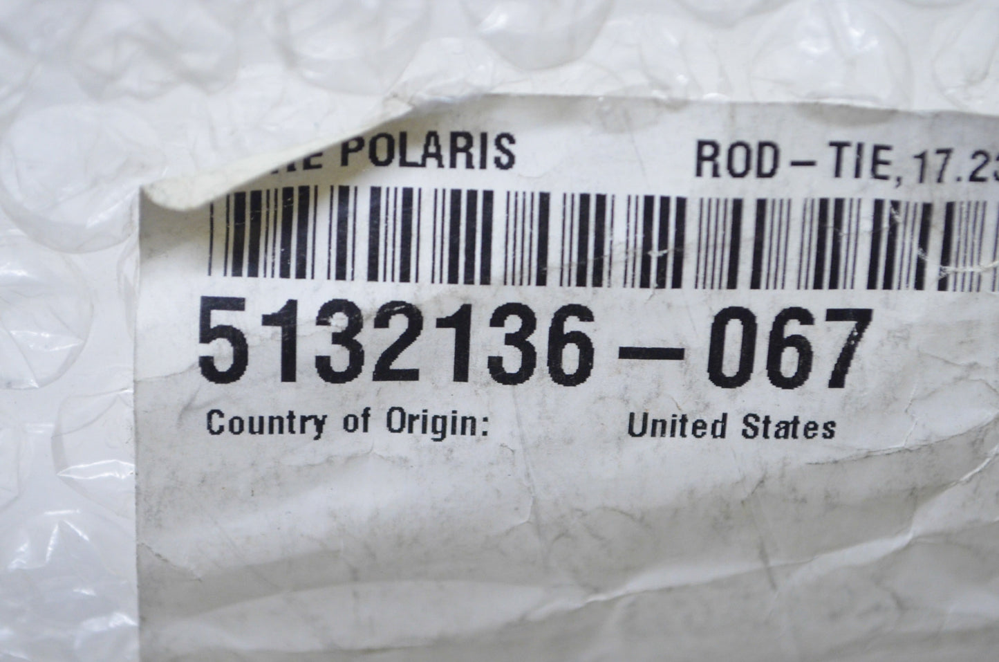 OEM Polaris 5132136-067 Black Tie Rod 17.23 NOS