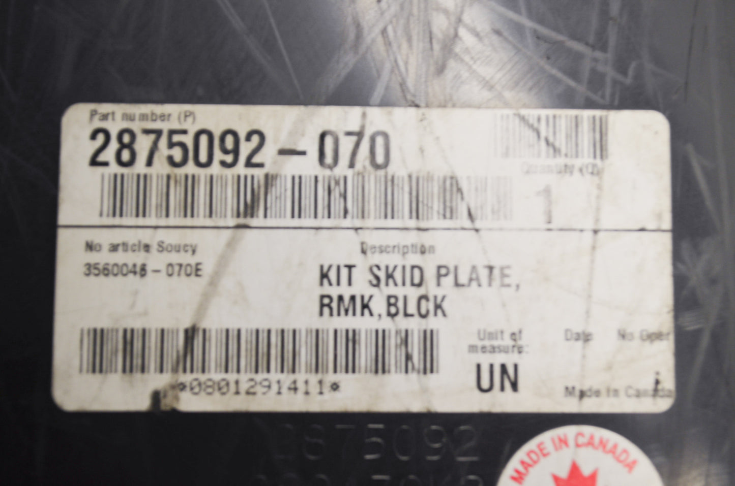 OEM Polaris 2875092-070 Skid Plate Black NOS