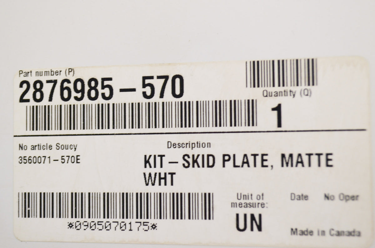 OEM Polaris 2876985-570 White Skid Plate NOS