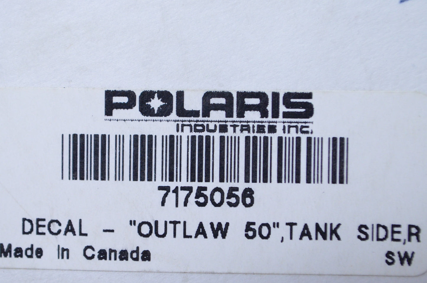 OEM Polaris 7175056 Right Tank Side 2008-2010 Outlaw 50 Decal NOS