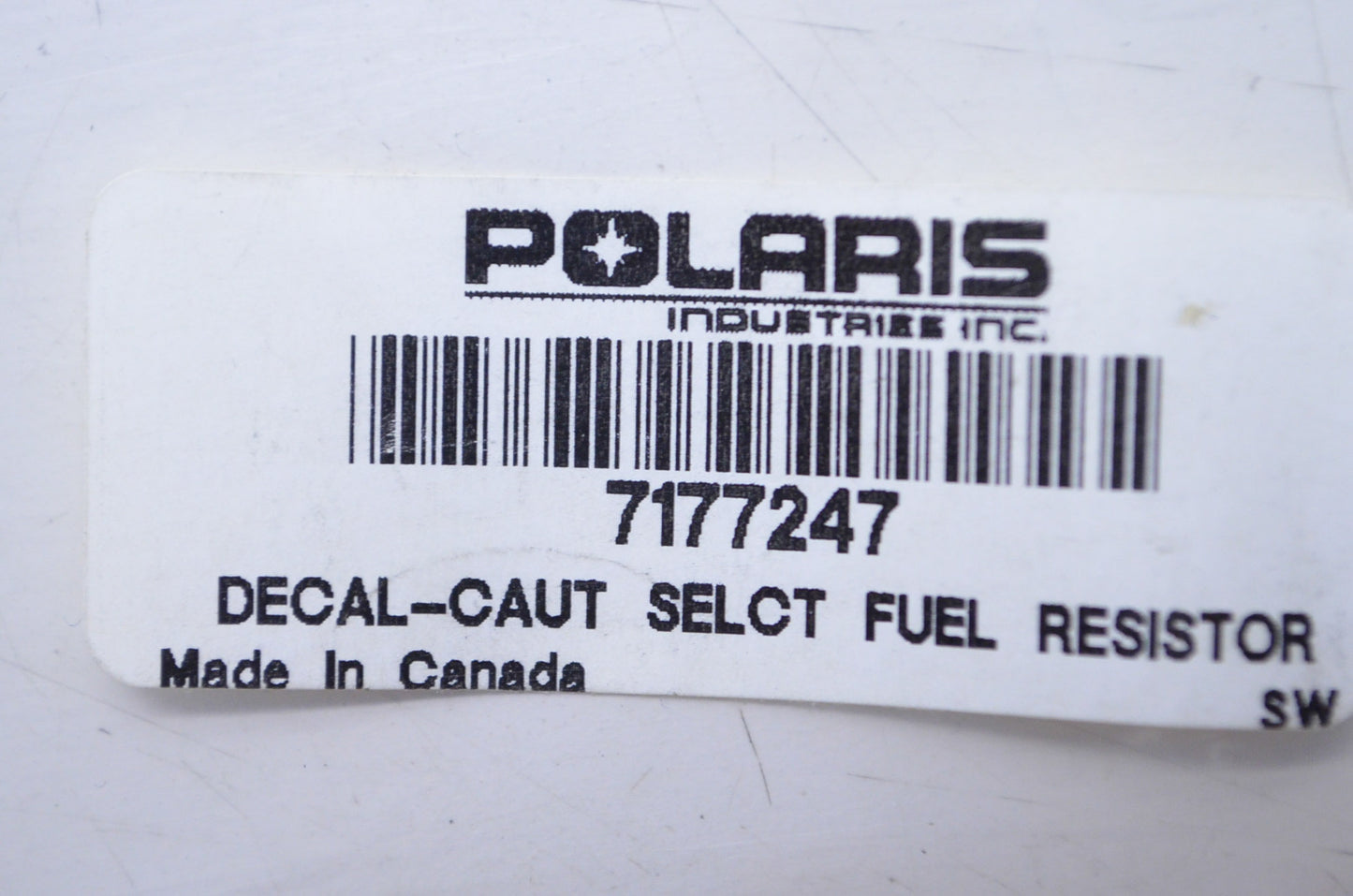 OEM Polaris 7177247 Select Fuel Resistor Caution Decal NOS