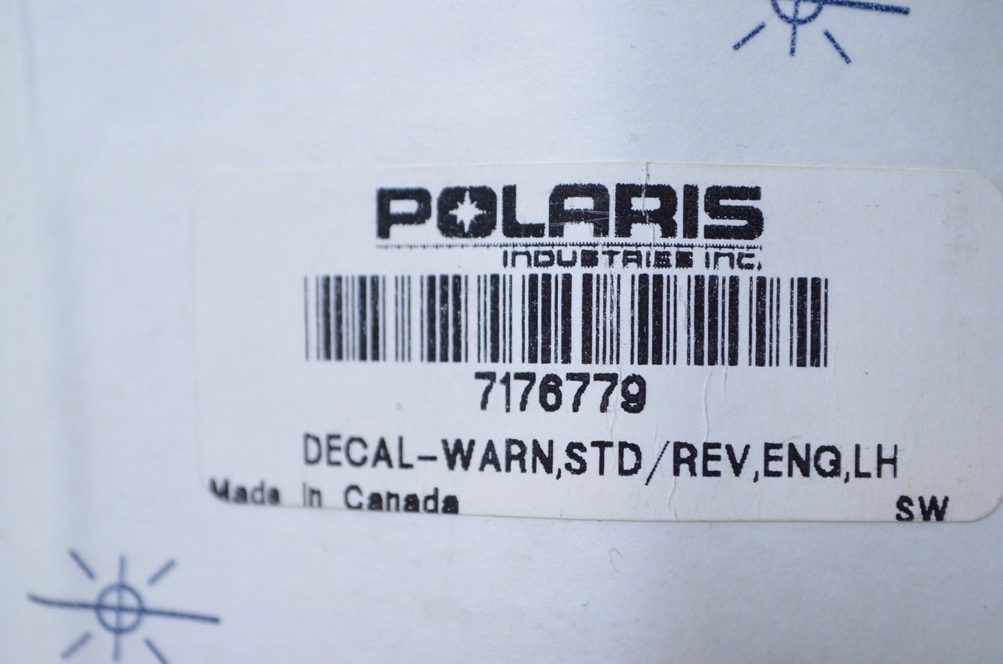 OEM Polaris 7176779 Left Reverse Warning Decal NOS