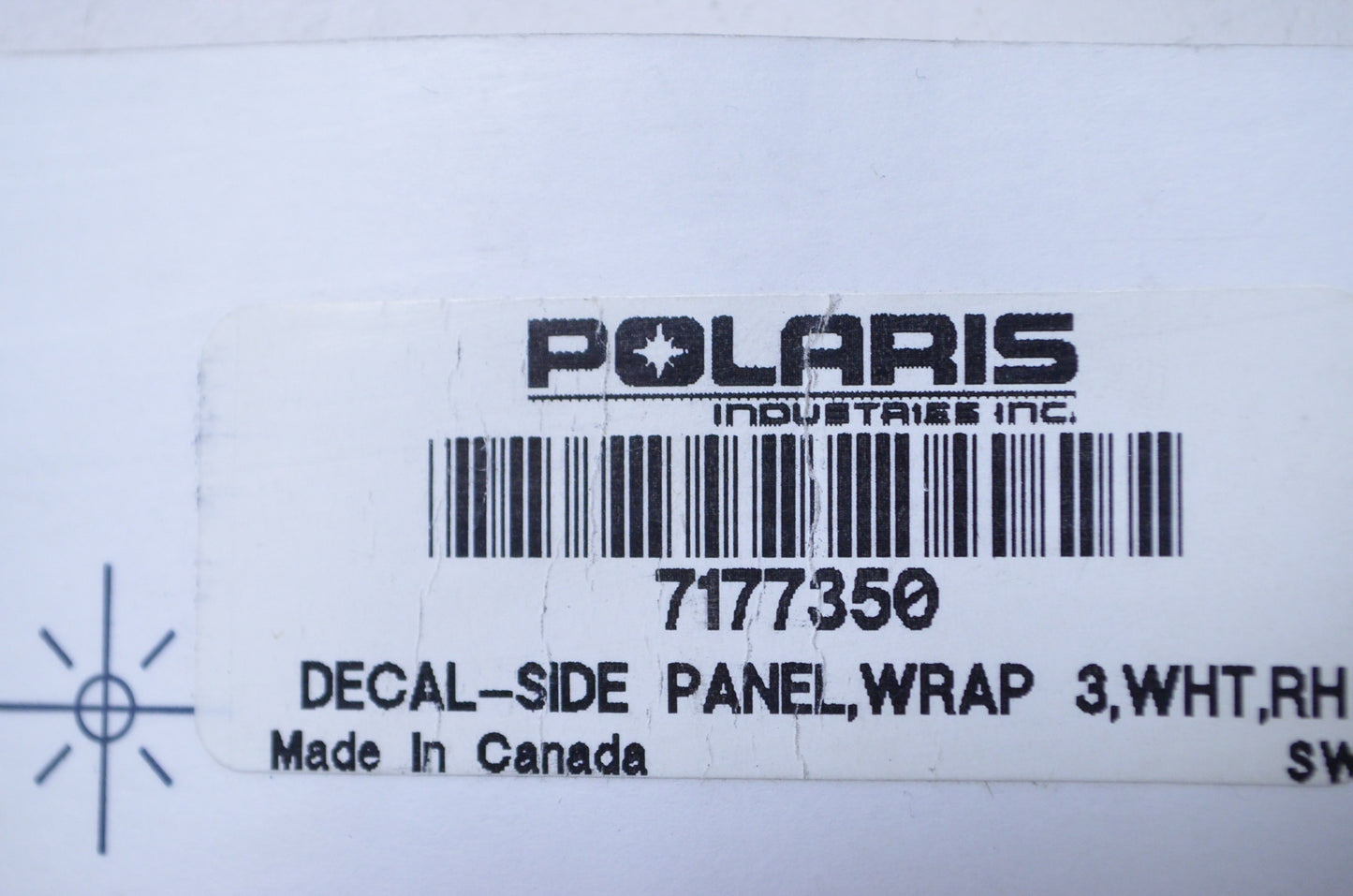 OEM Polaris 7177350 Right Hand White Wrap 3 Side Panel Decal NOS
