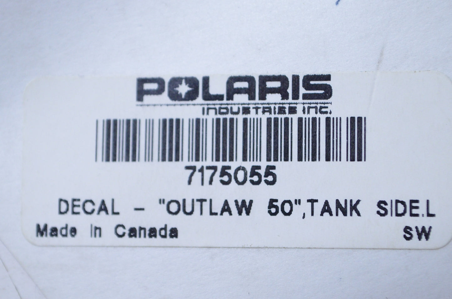 OEM Polaris 7175055 Left Tank Side 2008-2010 Outlaw 50 Decal NOS