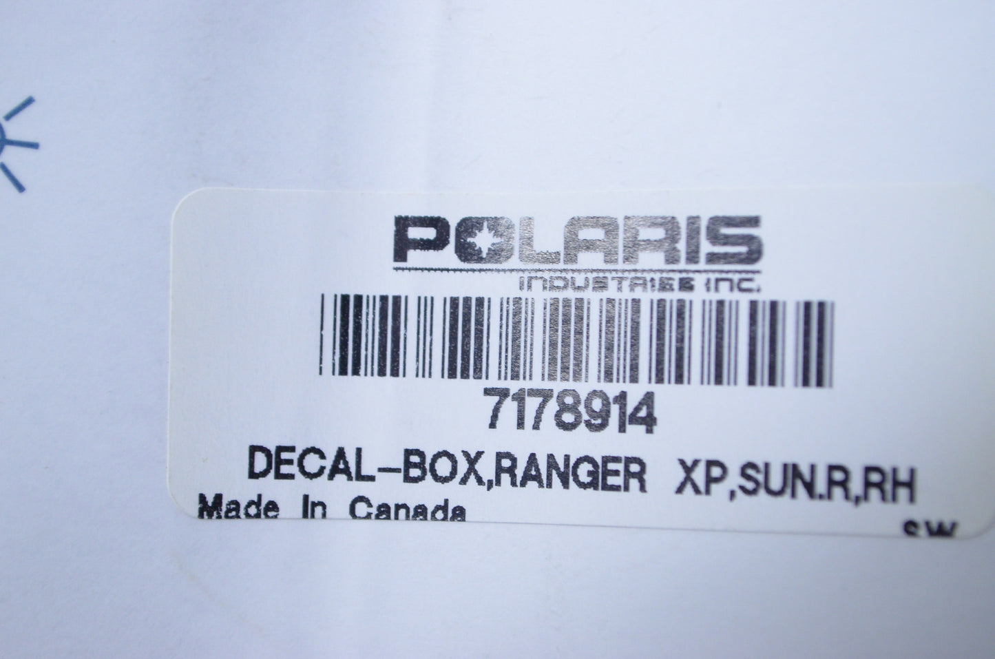 New OEM Polaris Right 2013-2014 Ranger 900 XP Box Decal NOS
