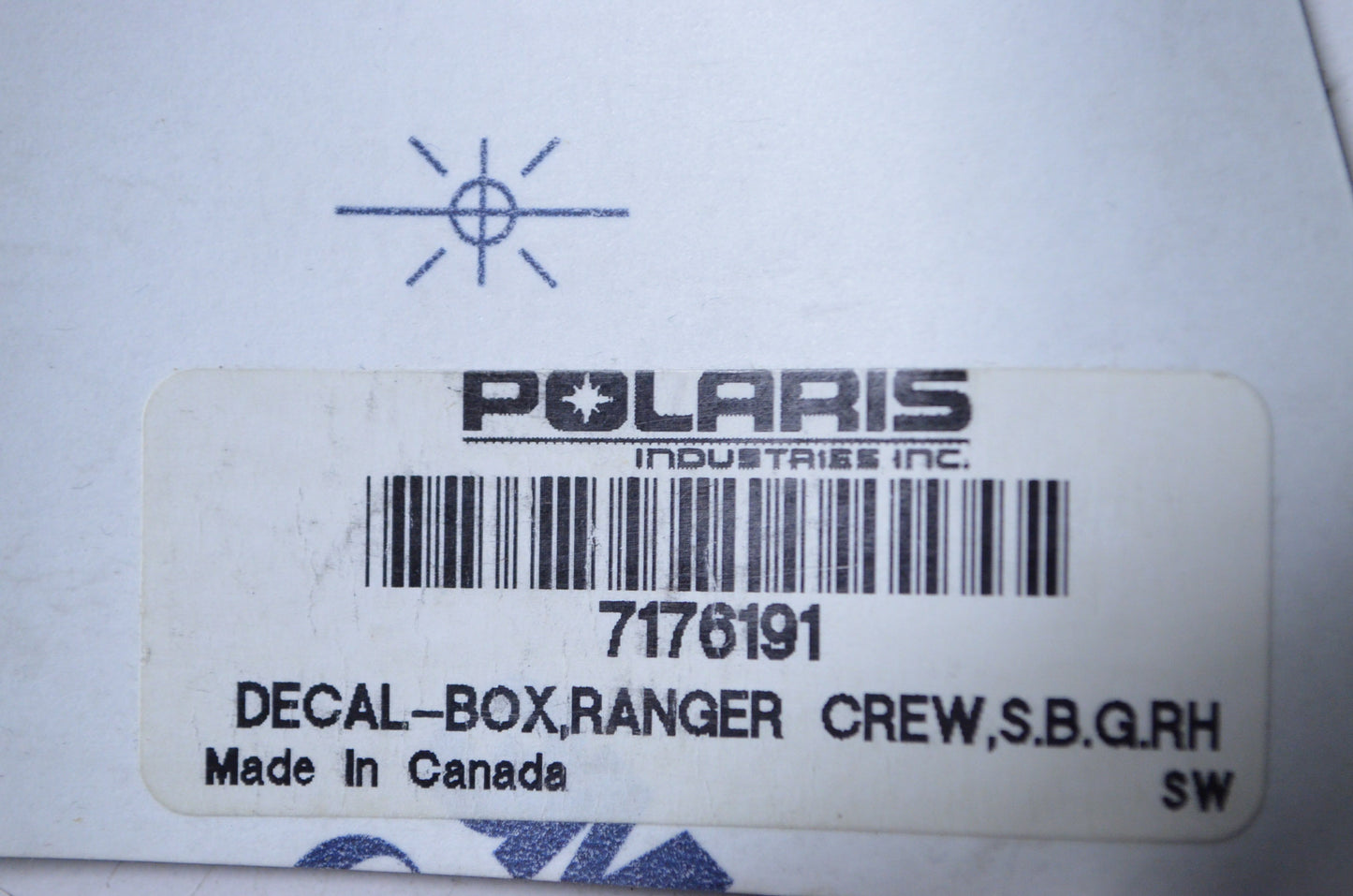 OEM Polaris 7176191 Right S.B.G. Ranger Crew Box Decal NOS
