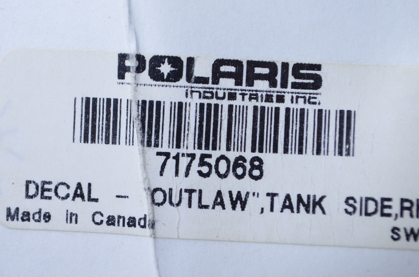 OEM Polaris 7175068 Right Tank Side Decal "Outlaw" NOS