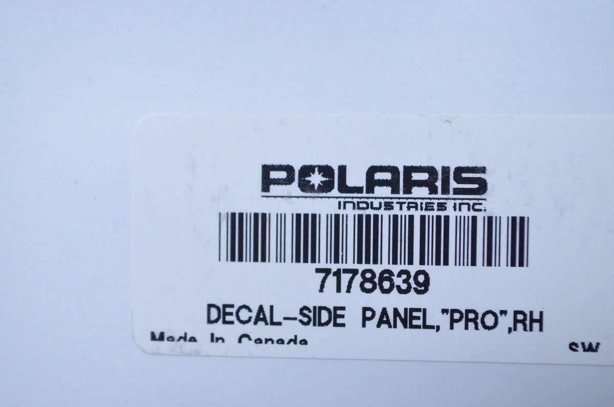 OEM Polaris 7178639 Right Hand "Pro" Side Panel Decal NOS