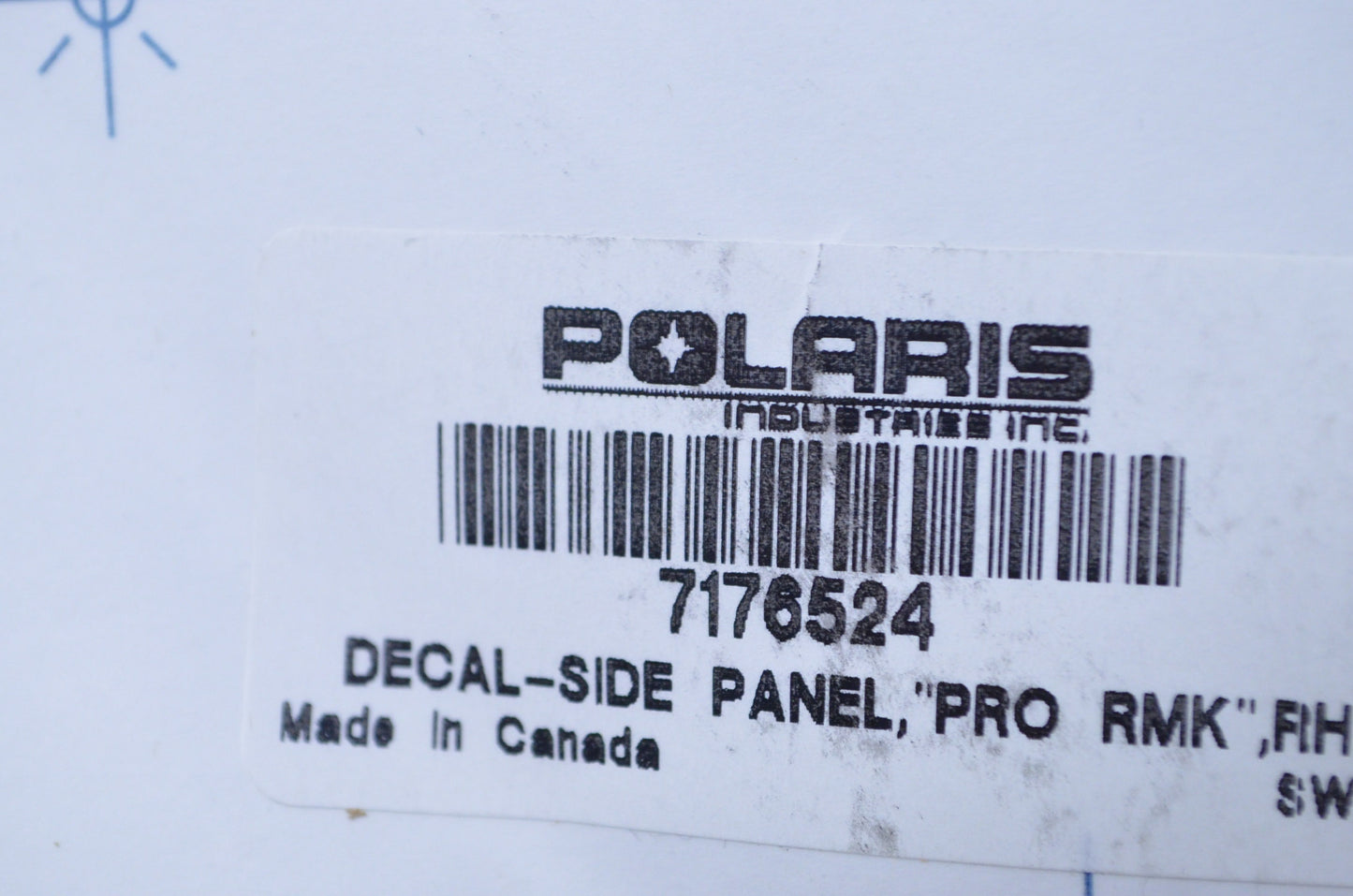 OEM Polaris 7176524 Right Hand Side Panel "Pro RMK" Decal NOS