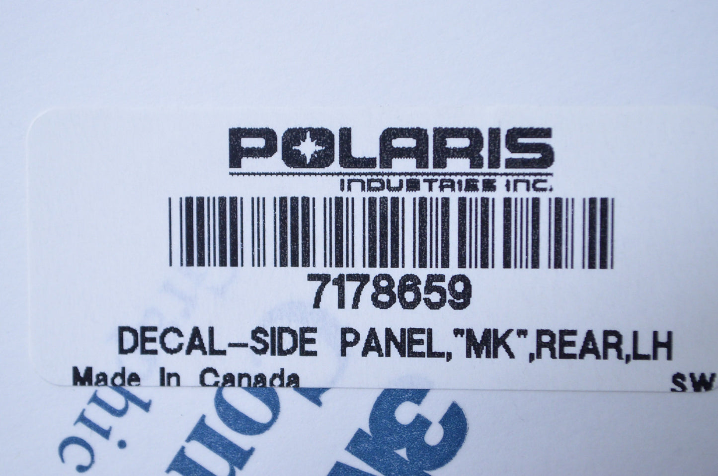 OEM Polaris 7178659 Rear "MK" Side Panel Decal NOS