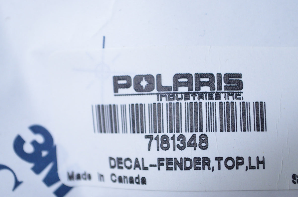 OEM Polaris 7181348 Left Hand Top Fender Decal NOS
