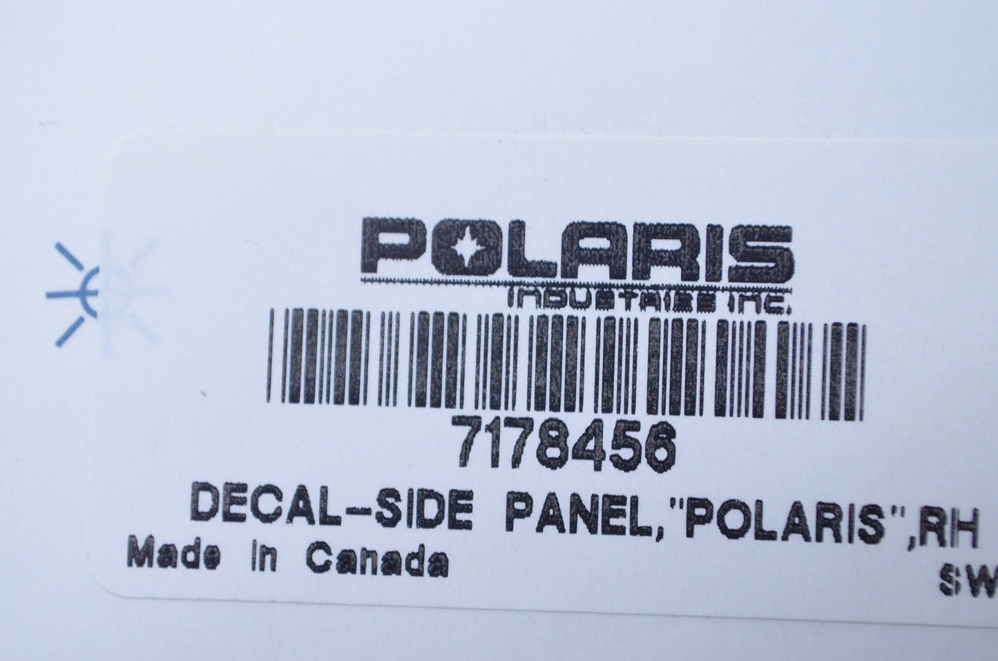 Right Hand "Polaris" Side Panel Decal NOS