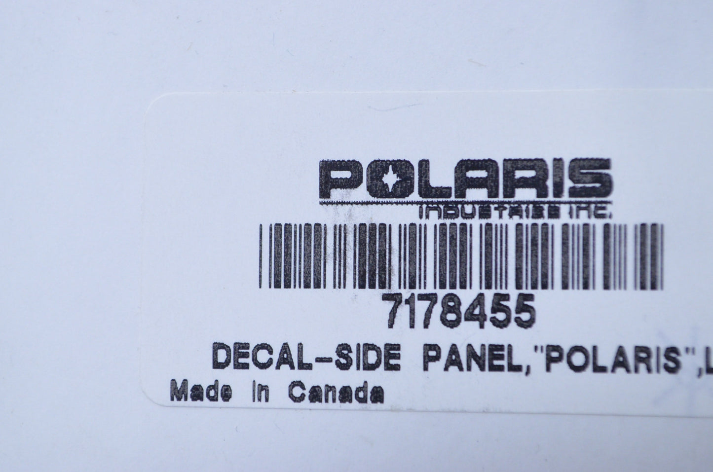 Left Hand "Polaris" Side Panel Decal NOS