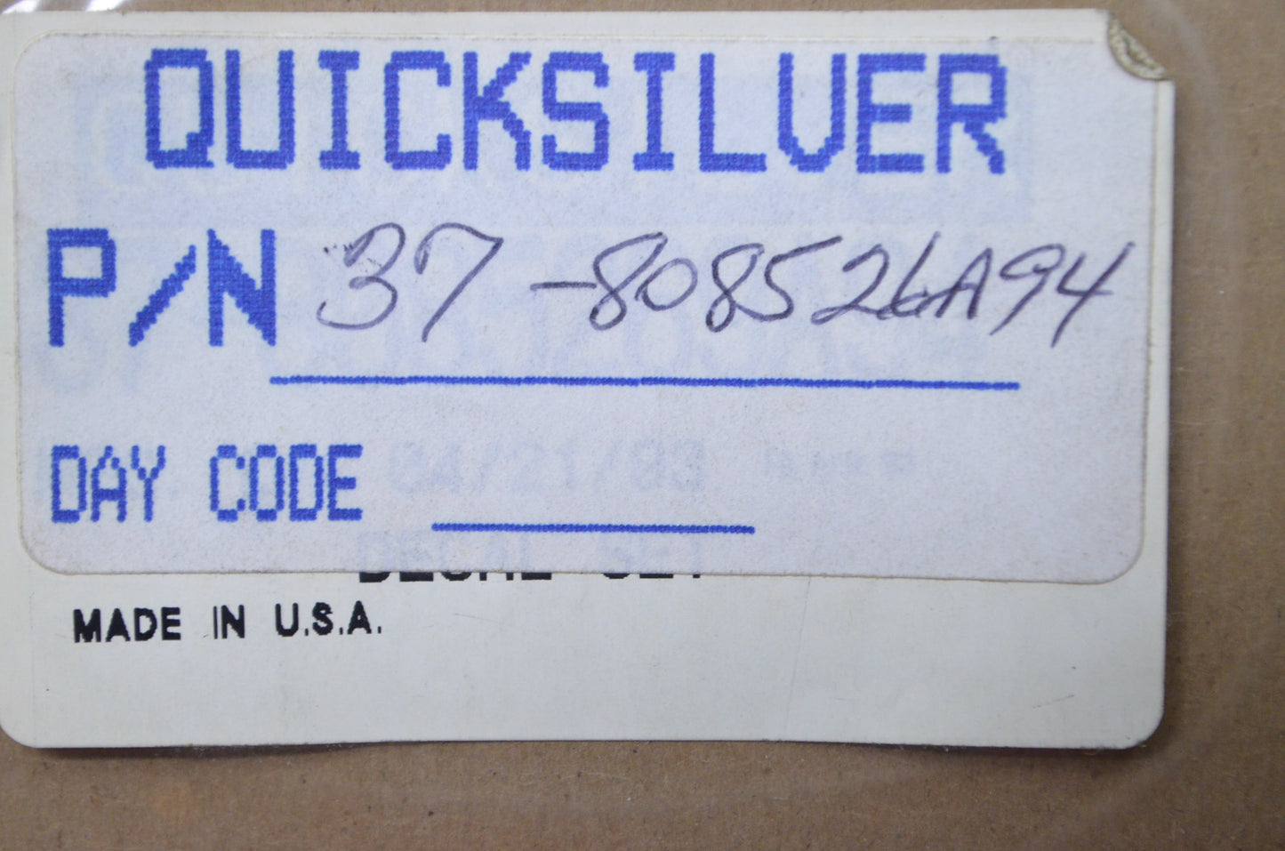 OEM Mercury 37-808526A94 Decal Kit NOS