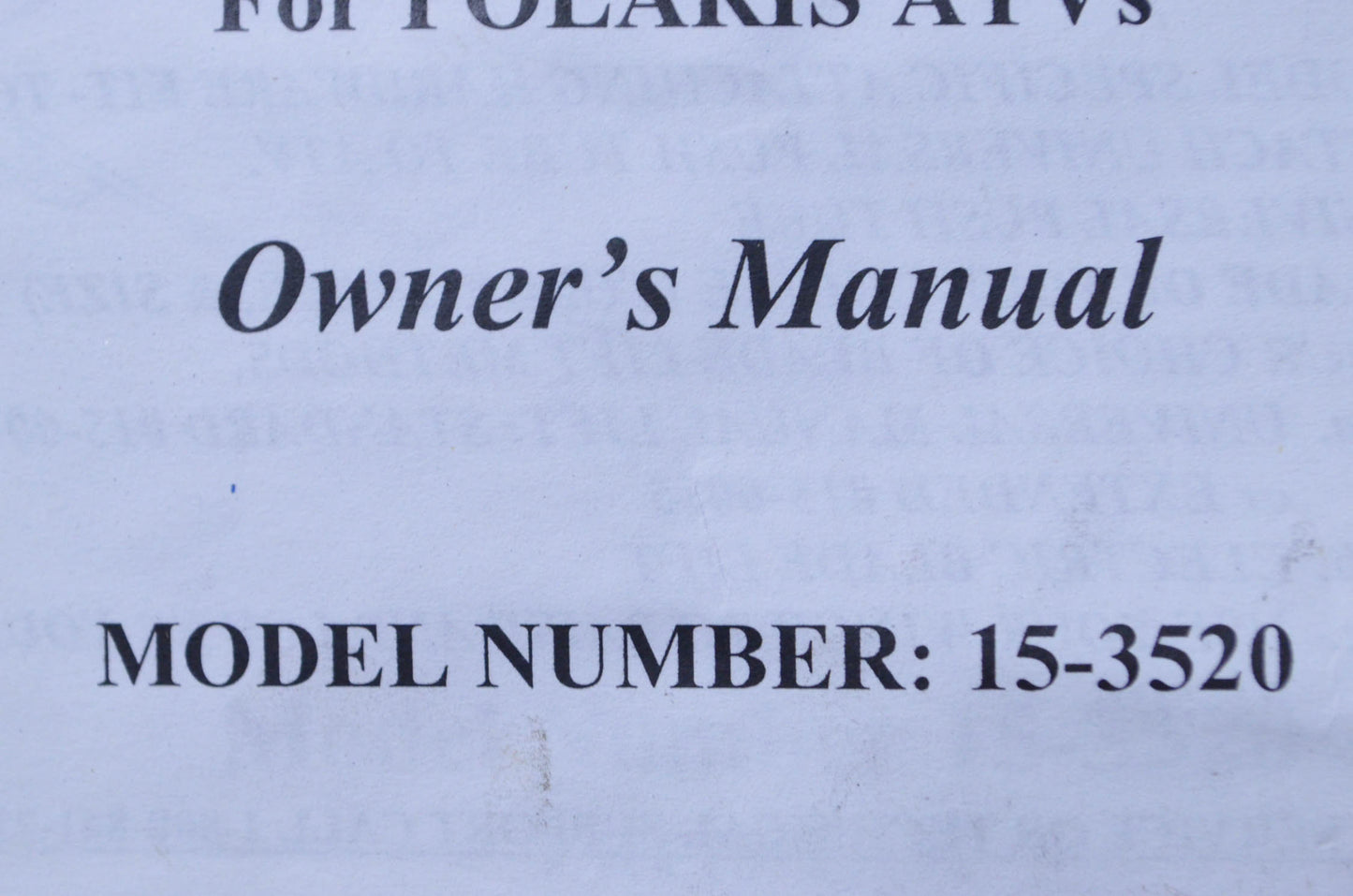 ATV Blade Owner's Manual & Hardware Kit NOS