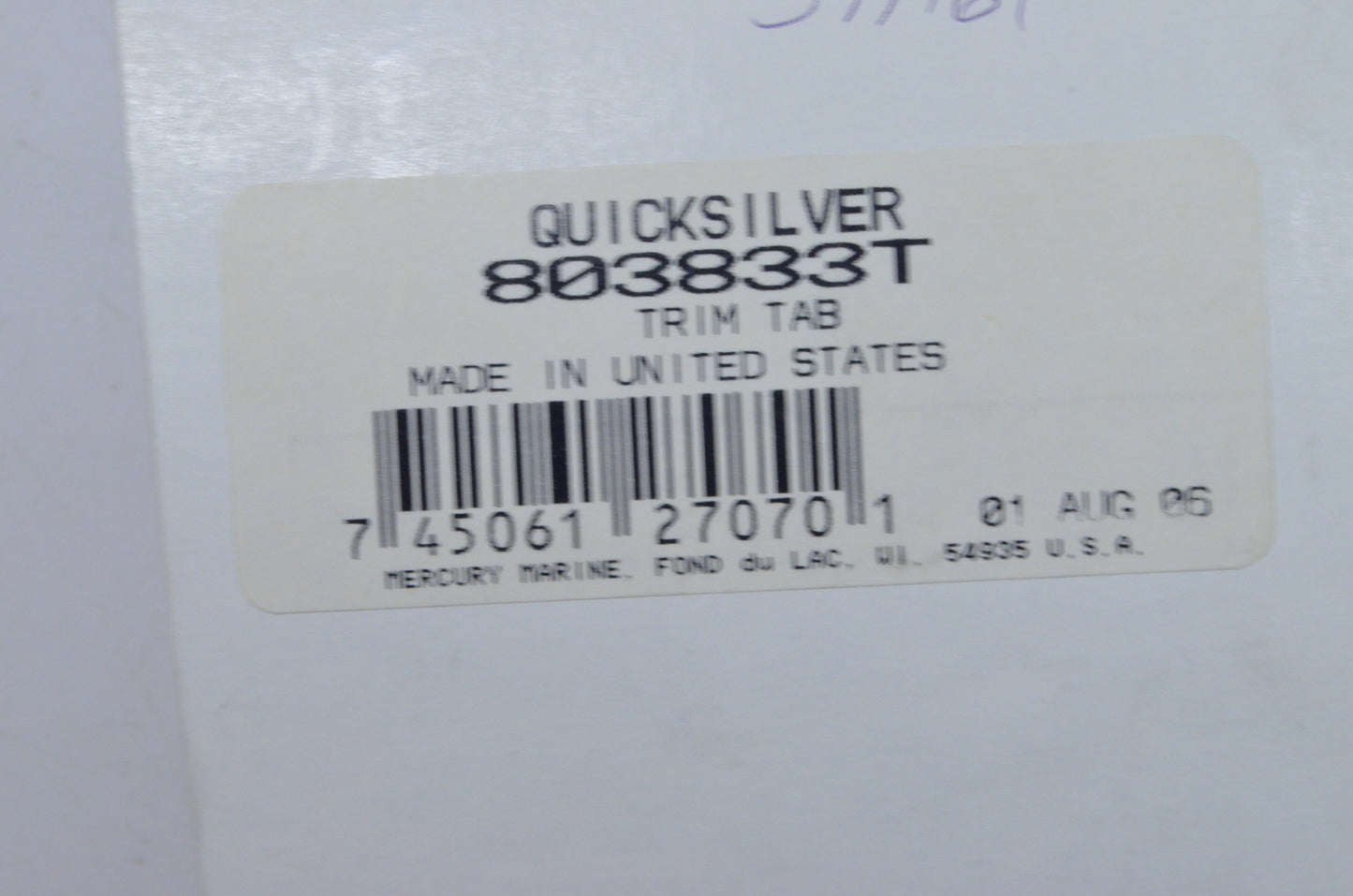 OEM Mercury 803833T Trim Tab NOS