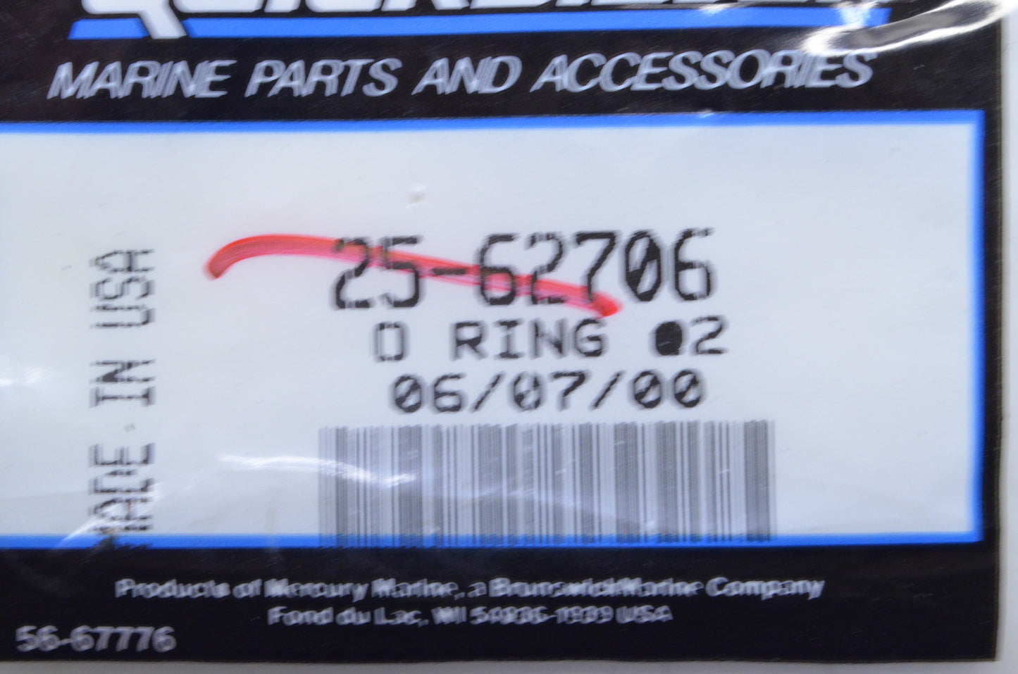 OEM Mercury 25-62706 O-Ring Qty 2 NOS