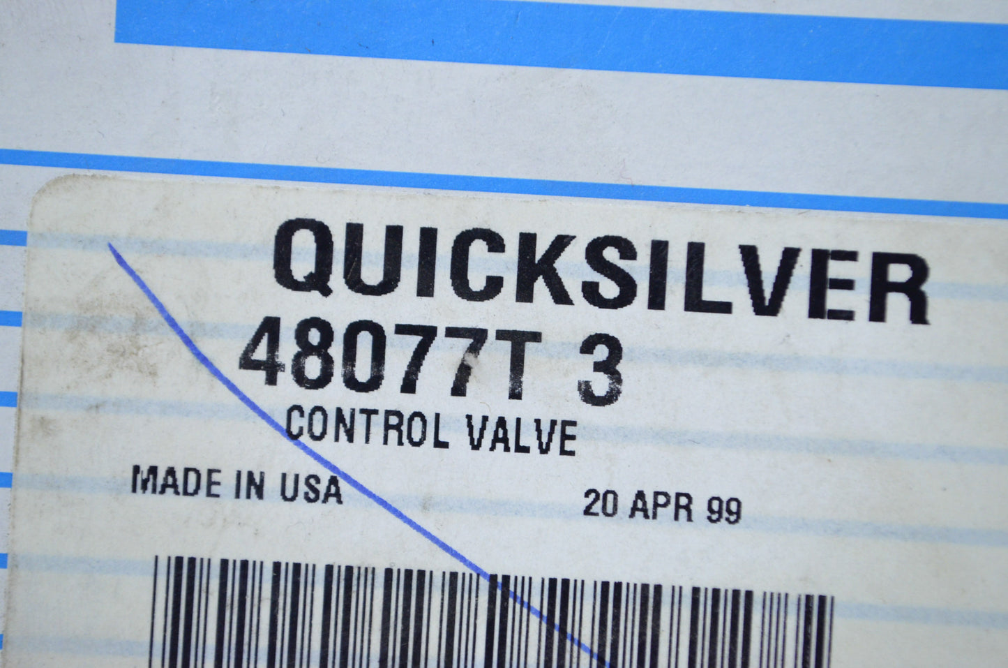 OEM Mercury 48077T3 Control Valve NOS