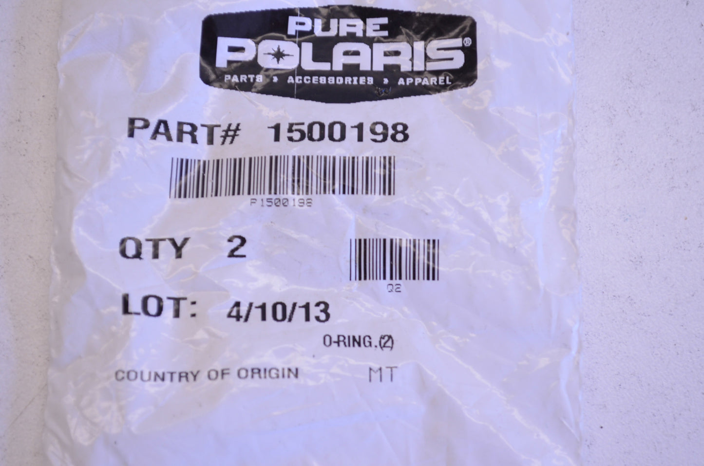 OEM Polaris 1500198 O-Ring Qty 2 NOS