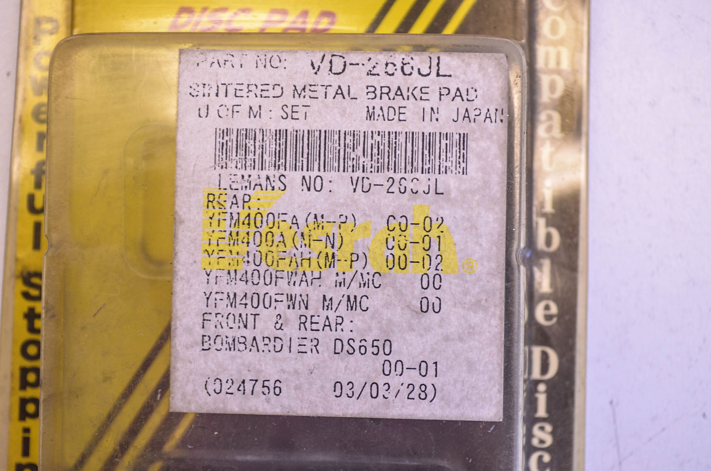 Vesrah VD-266JL Brake Pad Kit NOS