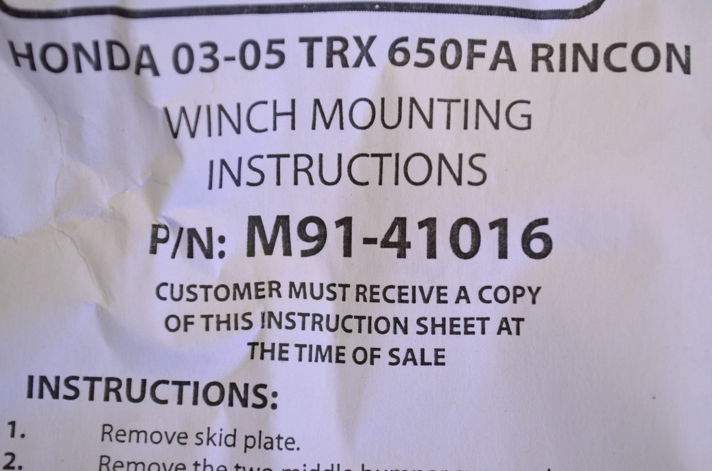 Moose Utility M91-41016 Honda Winch Mount Kit NOS