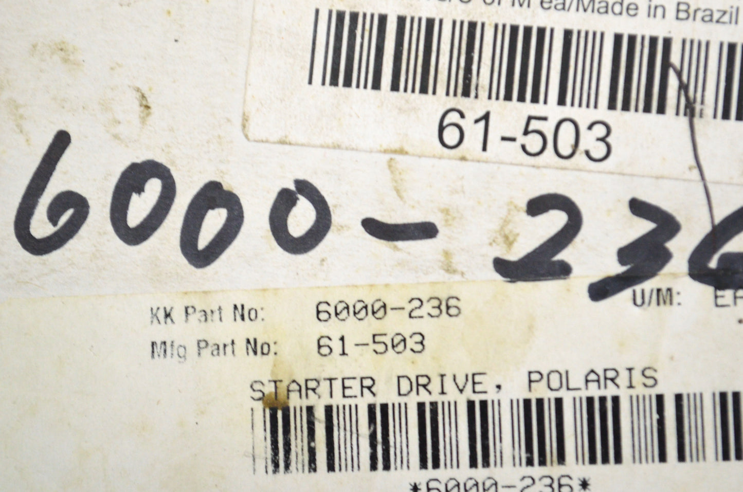 Rick's Motorsport Electrics 61-503, 6000-236 Starter Drive NOS