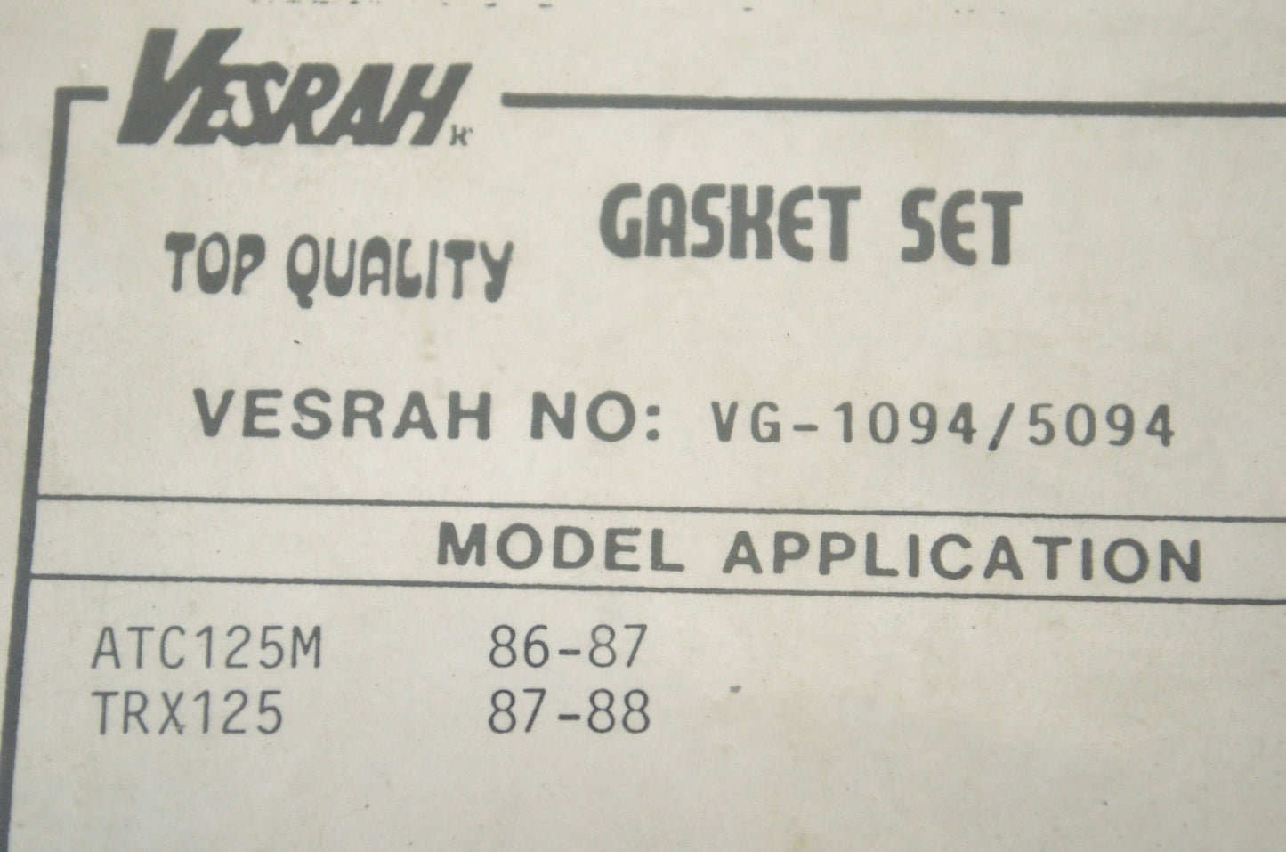 Vesrah GTE194, VG-5094, VG-1094 Top End Gasket Kit NOS