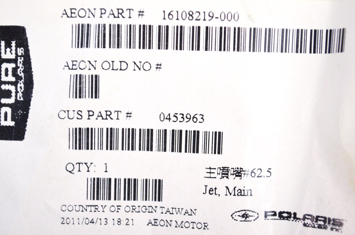 OEM Polaris 453963 Carburetor Main Jet NOS