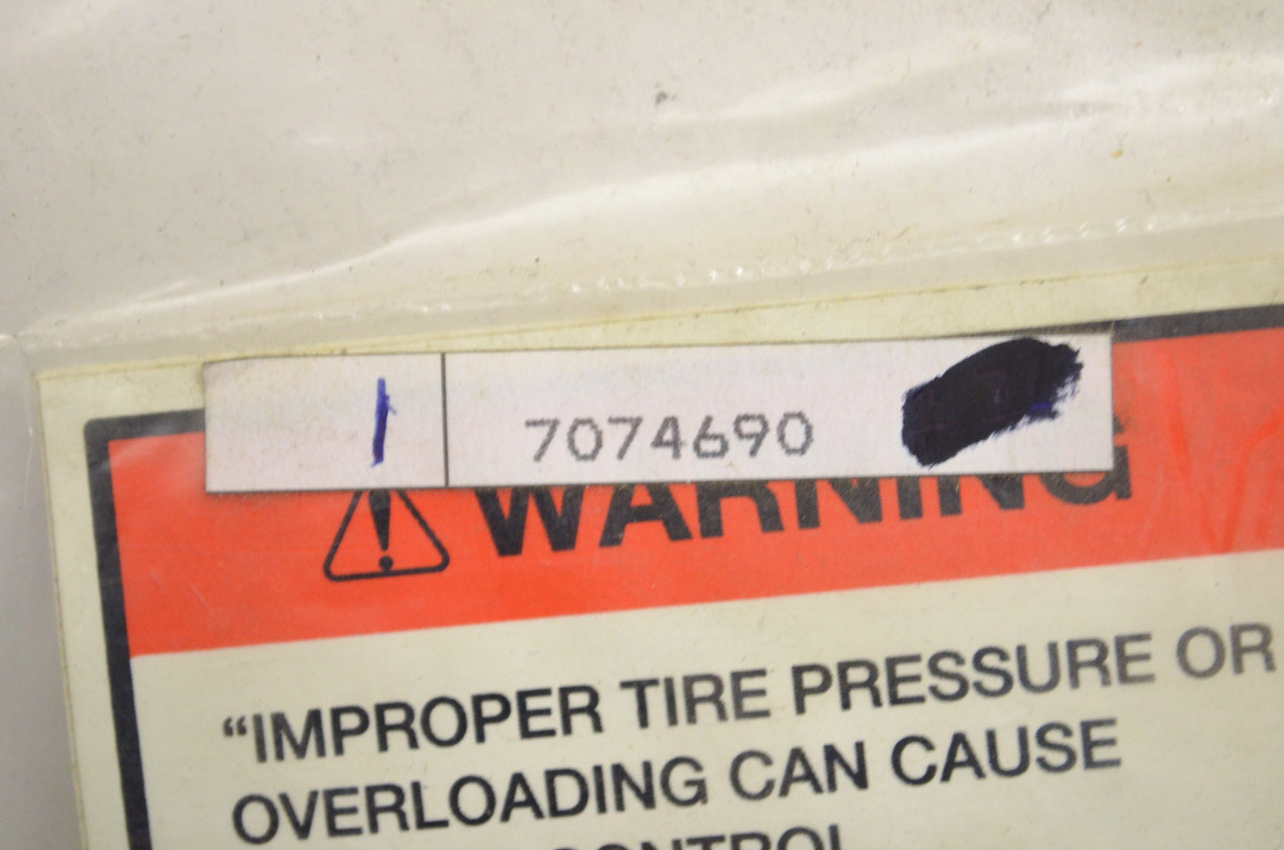New OEM Polaris Tire Pressure Decal NOS