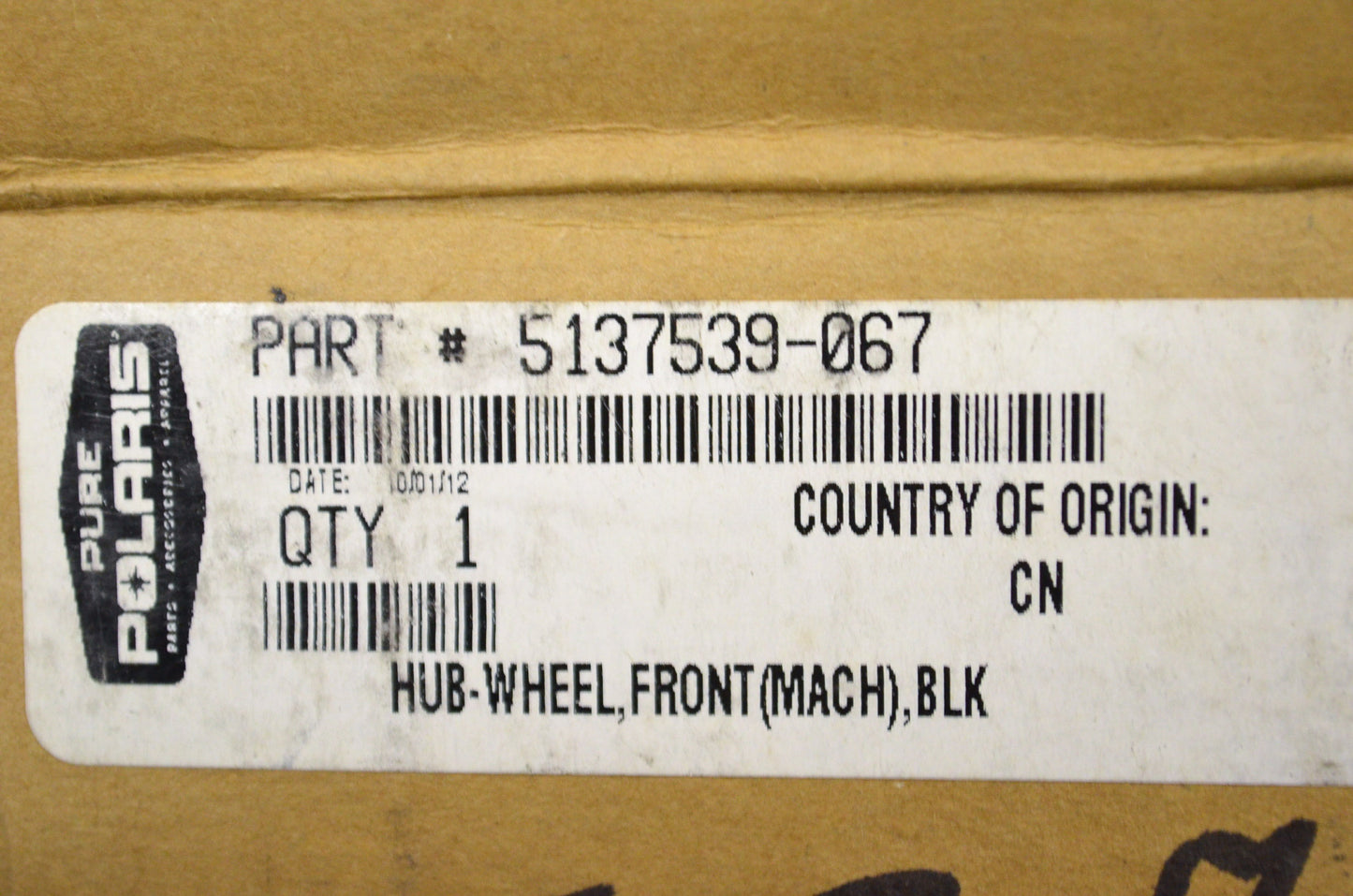 OEM Polaris 5137539-067 Black Front Wheel Hub NOS