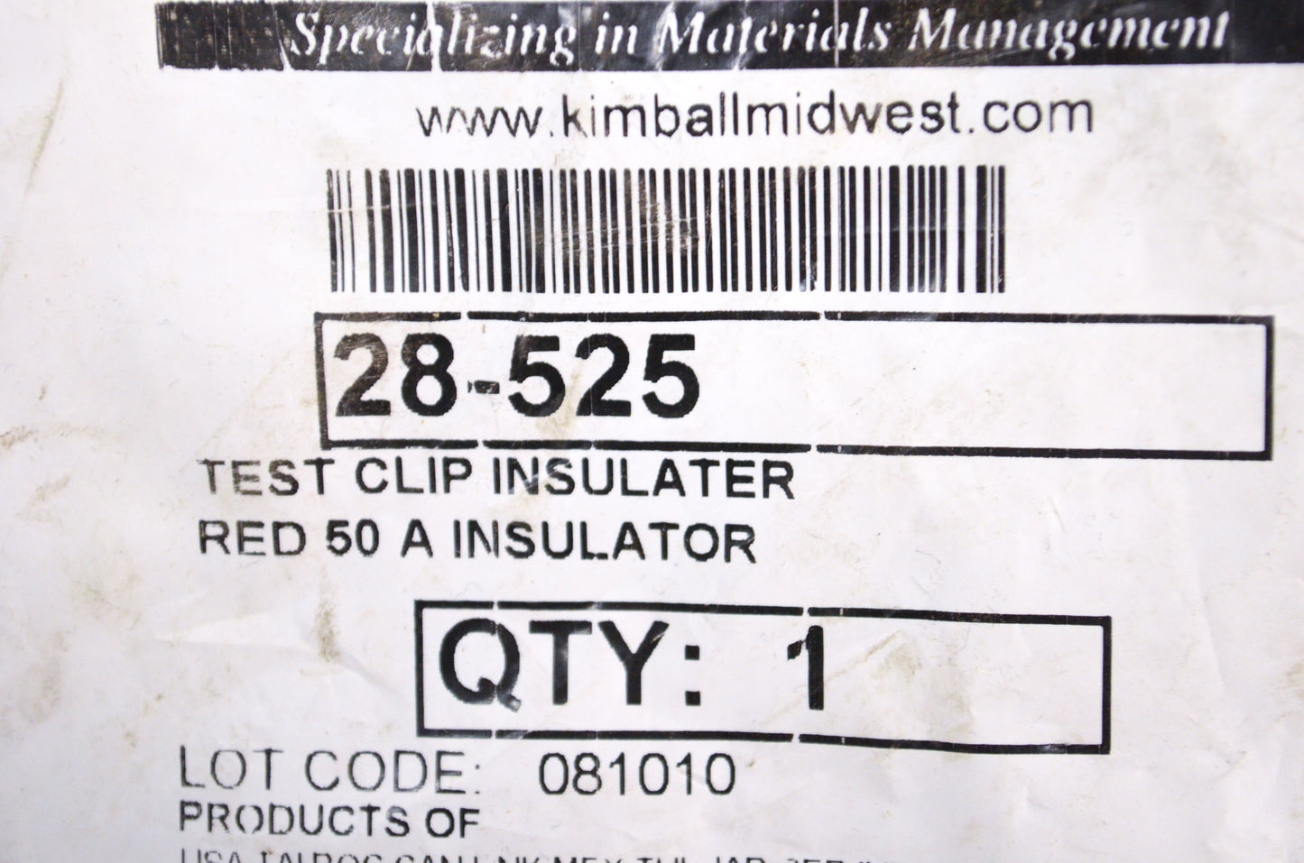 Kimball Midwest 28-525 Test Clip Insulator NOS