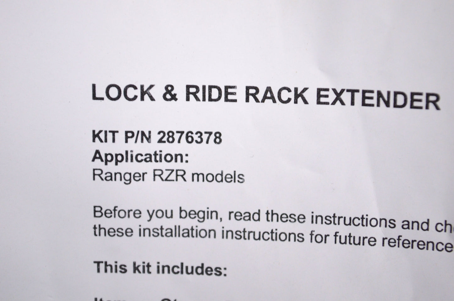 New OEM Polaris Rack Extender Hardware Kit NOS