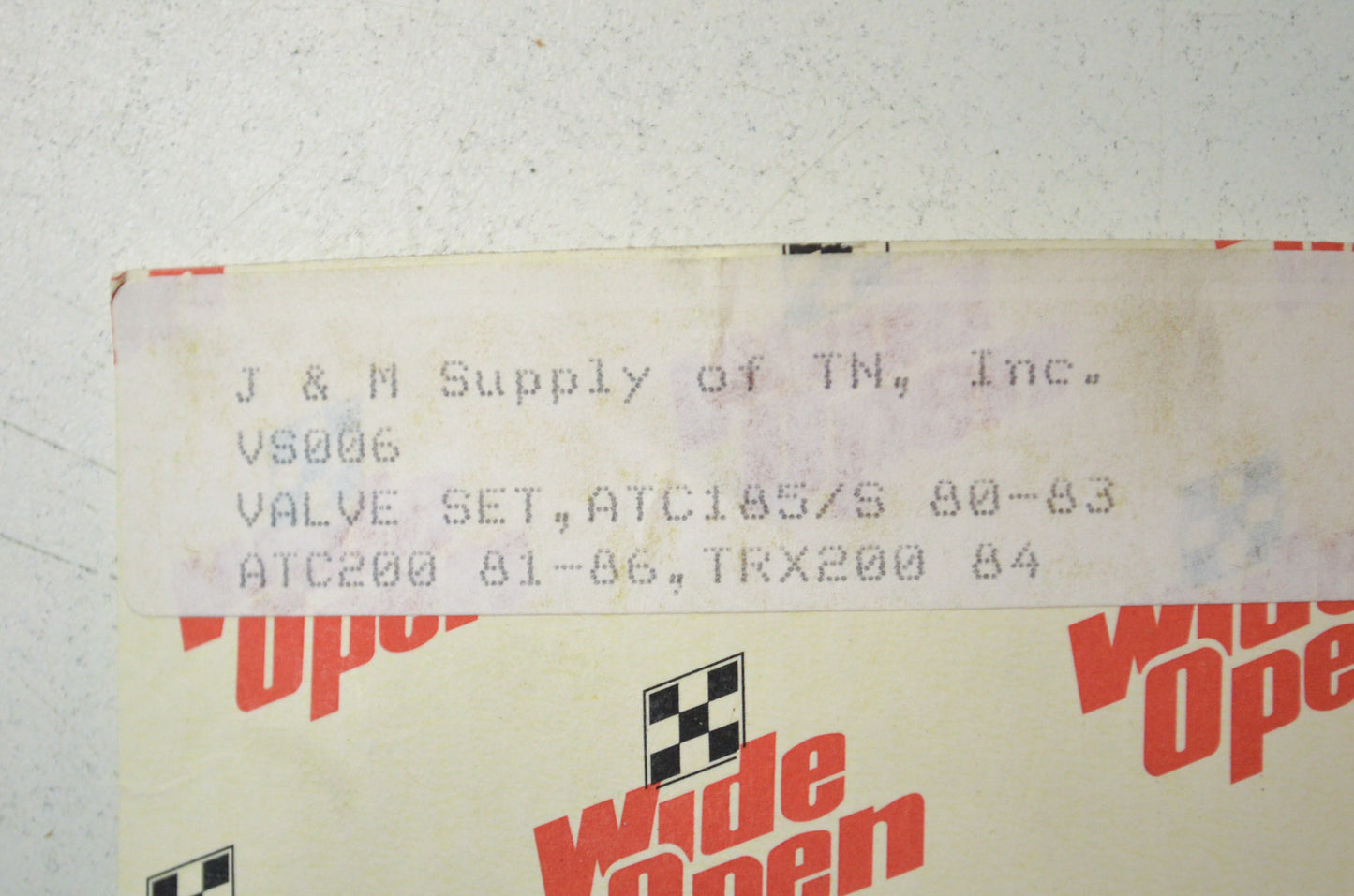 J&M VS006 Valve Kit NOS