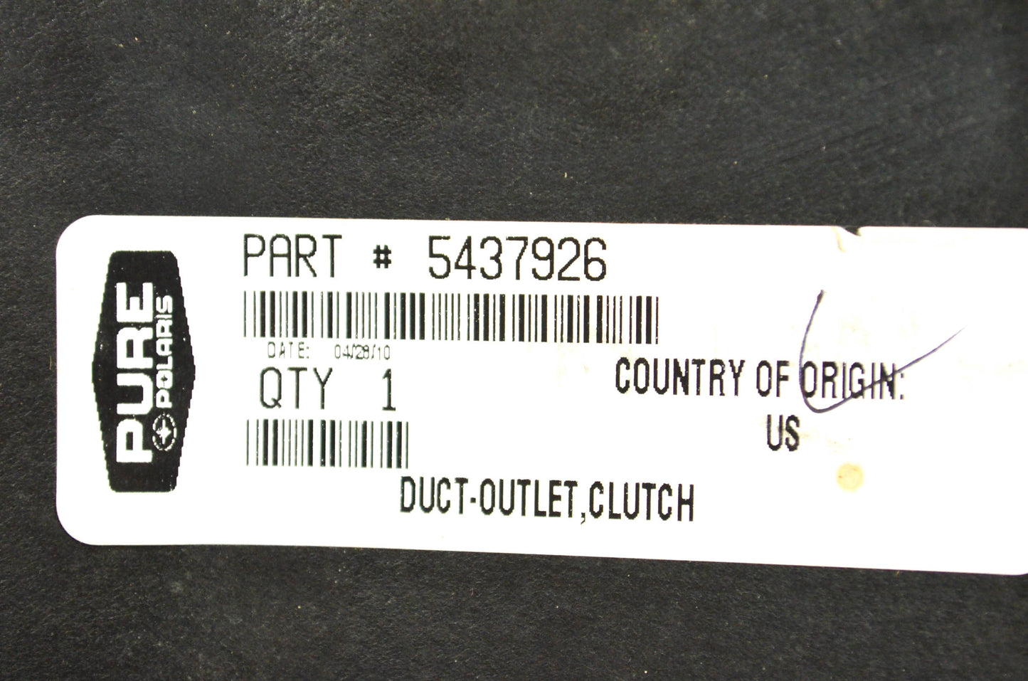 New OEM Polaris Clutch Outlet Duct NOS