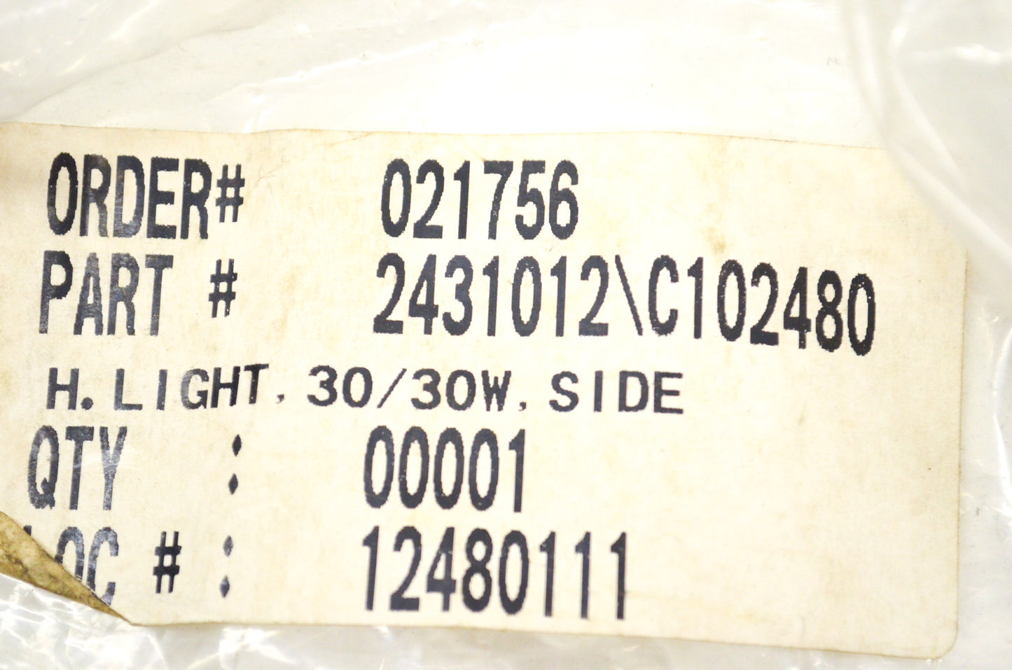 OEM Polaris 2431012 Side Mount 30/30W Headlight Assembly NOS