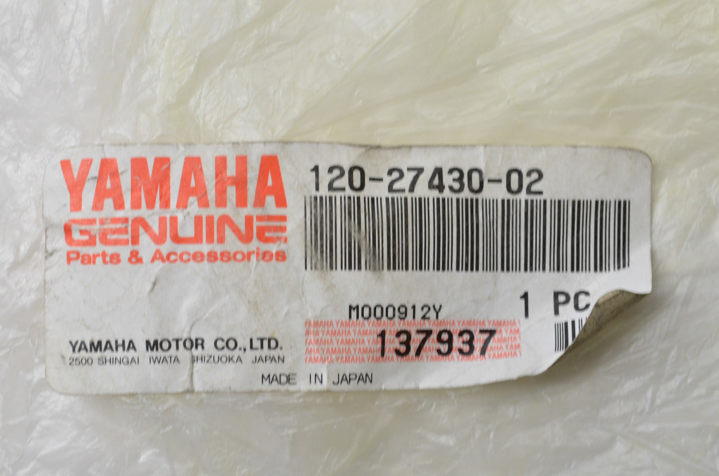 New OEM Yamaha 120-27430-02-00 Rear Footrest Assembly 1 NOS